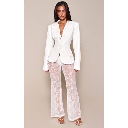 White Pantalon Large En Dentelle Petite | Taille 42 - PrettyLittleThing - Modalova