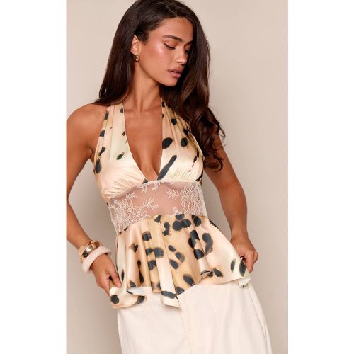 Multi Top Cache-cœur Dos Nu En Satin Imprimé Animalier Avec Dentelle | Taille 38 - PrettyLittleThing - Modalova