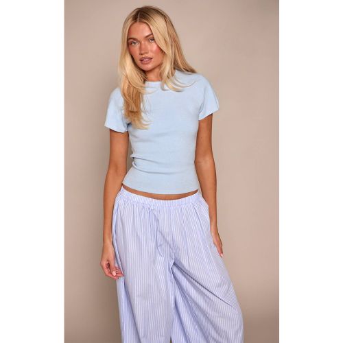 Baby Blue T-shirt Ajusté En Maille Avec Taille Froncée | Taille Large - PrettyLittleThing - Modalova