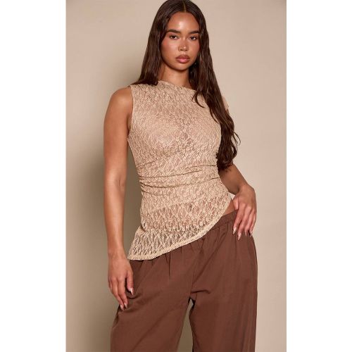 Mocha Haut Drapé Asymétrique En Dentelle Texturée | Taille 42 - PrettyLittleThing - Modalova