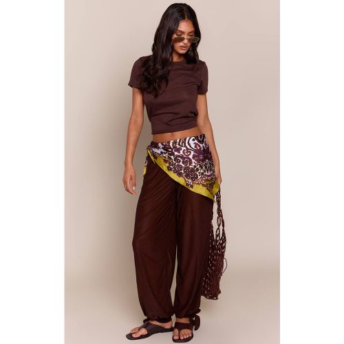 Pantalon En Mousseline Stretch Avec Détail De Liens Aux Chevilles | Taille 42 - PrettyLittleThing - Modalova