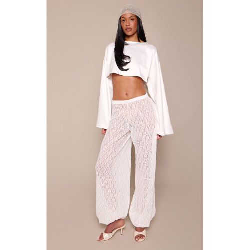 White Pantalon Ballon En Dentelle Texturée Tall | Taille 42 - PrettyLittleThing - Modalova