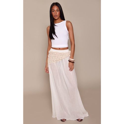 White Jupe Longue Maxi En Gaze De Coton Avec Taille Élastiquée Pour Grandes Tailles | Taille 42 - PrettyLittleThing - Modalova