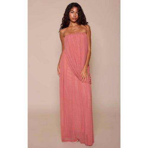 Dusty Rose Robe Maxi Bandeau Drapée En Mesh | Taille 42 - PrettyLittleThing - Modalova