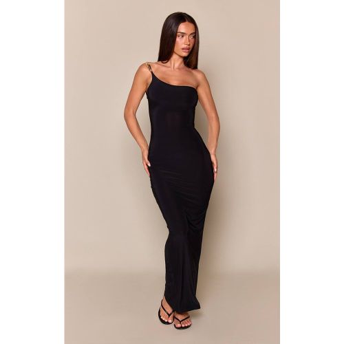 Black Robe Maxi Moulante À Épaule Asymétrique Avec Finitions Dorées | Taille 42 - PrettyLittleThing - Modalova