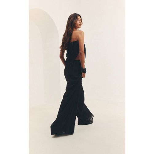 Black Pantalon Large En Mousseline Taille Élastique Ensemble Coordonné | Taille 42 - PrettyLittleThing - Modalova