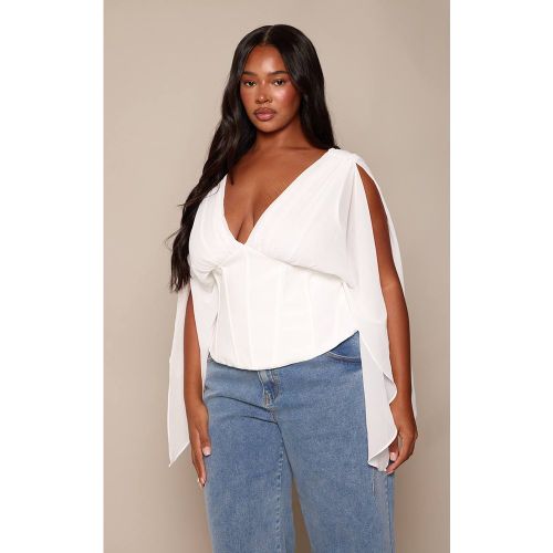 White Haut Grande Taille Style Corset À Décolleté Plongeant En Mousseline | Taille 54 - PrettyLittleThing - Modalova