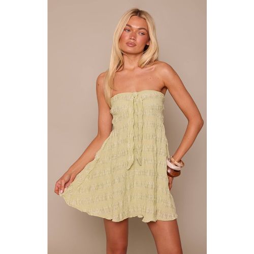 Sage Green Robe Courte Droite Sans Manches À Bandeau Texturée | Taille 42 - PrettyLittleThing - Modalova