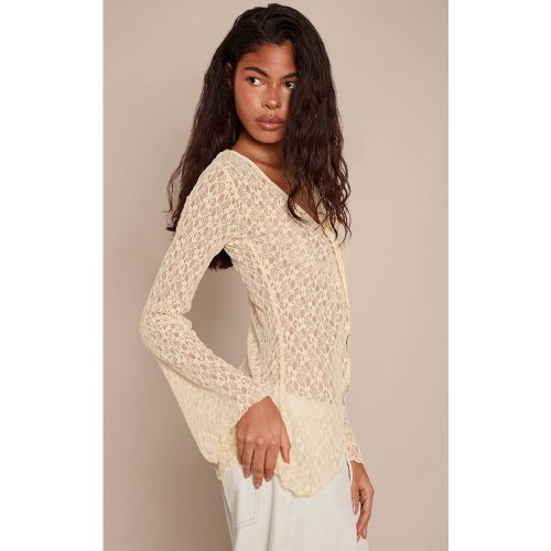 Lemon Haut Longue Coupe À Manches Longues En Dentelle Texturée | Taille 42 - PrettyLittleThing - Modalova