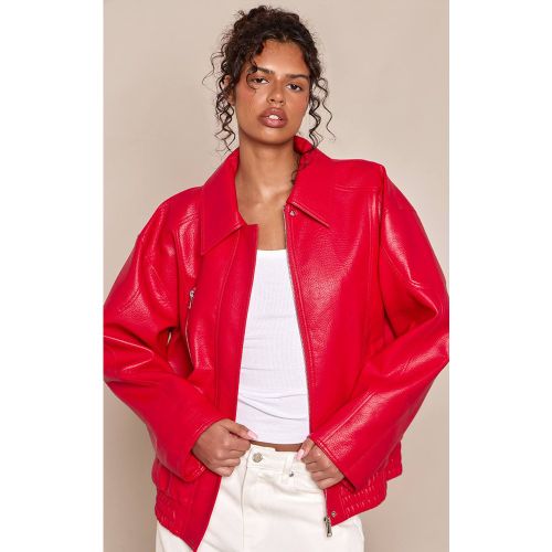 Red Veste Oversize En Synthétique À Patte De Boutonnage Dissimulée | Taille XS - PrettyLittleThing - Modalova