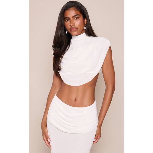 White Haut Coordonné En Mousseline Col Montant Plissé Drapé | Taille 36 - PrettyLittleThing - Modalova