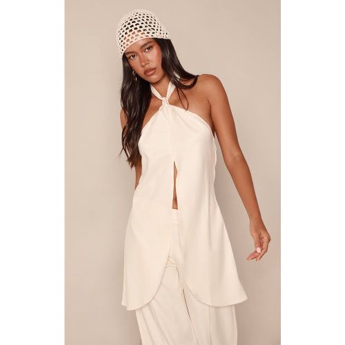 Cream Haut Court Dos Nu Col Licou Ouvert Devant Ensemble Coordonné | Taille 42 - PrettyLittleThing - Modalova