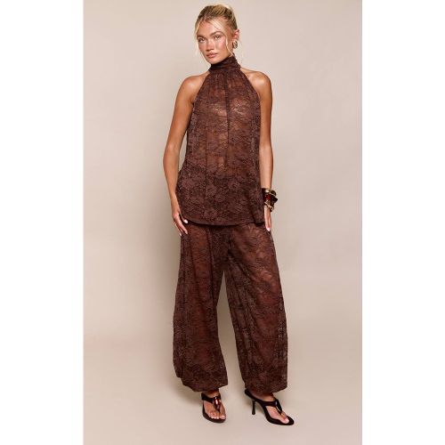 Brown Ensemble Pantalon Ballon En Dentelle Transparente | Taille 42 - PrettyLittleThing - Modalova