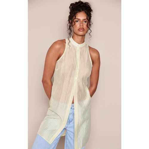 Green Haut Long À Col Montant En Tissu Tissé Léger À Rayures | Taille 42 - PrettyLittleThing - Modalova