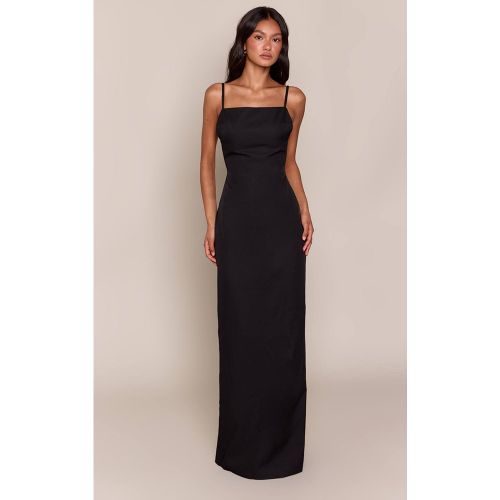 Black Robe Longue Tissée Dos Ouvert À Encolure Droite | Taille 42 - PrettyLittleThing - Modalova