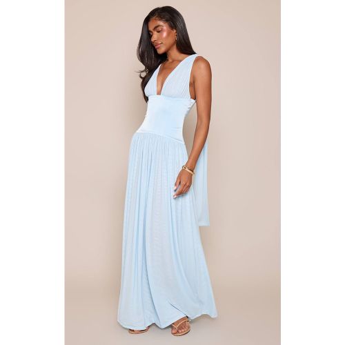 Baby Blue Robe Longue Sans Manches Corset Plongeant En Mesh | Taille 42 - PrettyLittleThing - Modalova