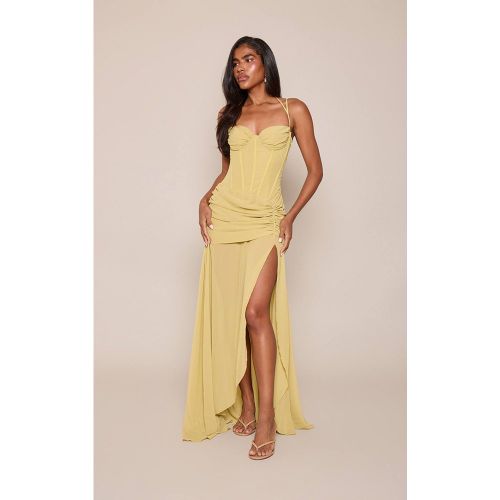 Green Robe Longue Corset En Mousseline À Bretelles Nouées | Taille 32 - PrettyLittleThing - Modalova