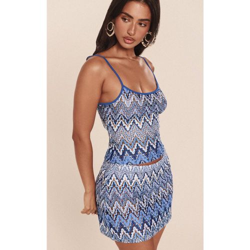 Blue Mini Jupe Trapèze Texturée À Motifs En Ensemble Coordonné | Taille 42 - PrettyLittleThing - Modalova
