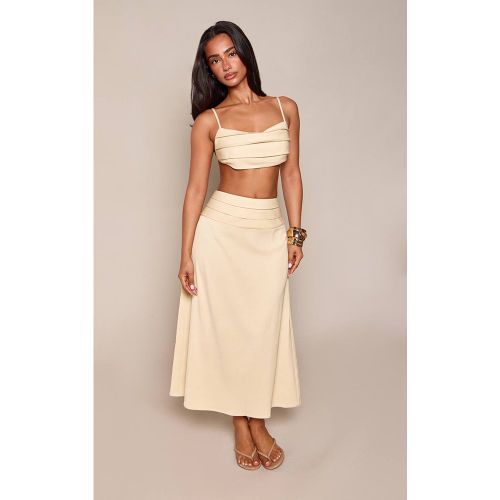 Stone Jupe Midi Ajustée Taille Haute À Ceinture Plissée Et Fronces - Ensemble Coordonné Petite | Taille 42 - PrettyLittleThing - Modalova