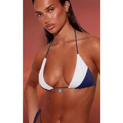 Blue Haut De Bikini Triangle Froncé Contrasté | Taille 36 - PrettyLittleThing - Modalova