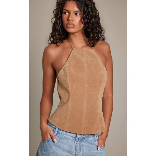 Tan Haut Dos Nu En Synthétique Avec Lien À Nouer Au Cou | Taille 36 - PrettyLittleThing - Modalova