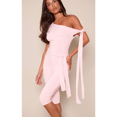 Light Pink Combinaison Capri Double Couche En Maille Avec Détail Nœud | Taille 42 - PrettyLittleThing - Modalova