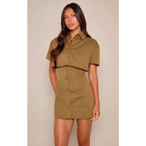 Dark Olive Robe Droite À Détail Superposé Olive Foncé | Taille 42 - PrettyLittleThing - Modalova