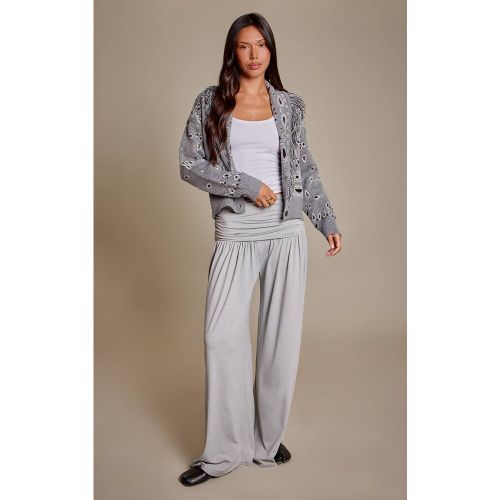 Grey Marl Pantalon Ample Froncé Matière Fluide | Taille 42 - PrettyLittleThing - Modalova