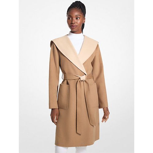 MK Manteau cache-cœur en laine mélangée bicolore à capuche - Michael Kors - MICHAEL Michael Kors - Modalova