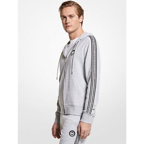 MK Pull à capuche en mélange de coton avec bande à logos et fermeture zippée - Michael Kors - Michael Kors Mens - Modalova