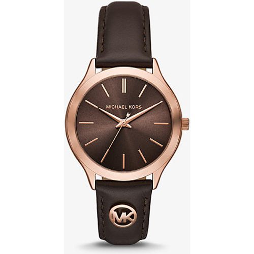 MK Montre Slim Runway ton avec bracelet en cuir - Michael Kors - Modalova