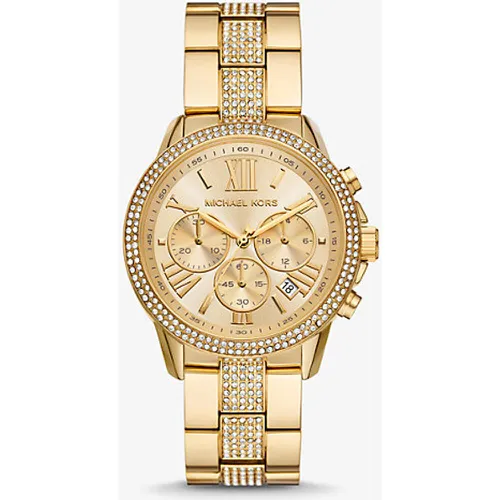 MK Montre Brynn dorée à pierres pavées surdimensionnée - Michael Kors - Michael Kors Outlet - Modalova