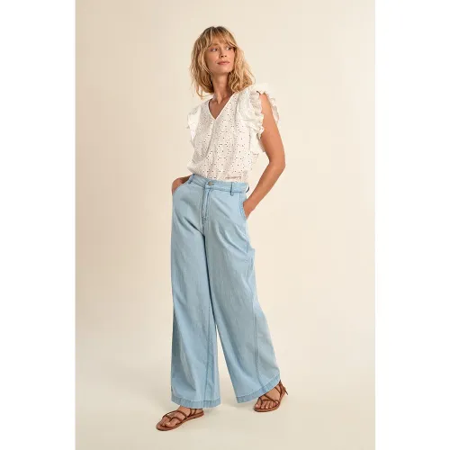 Pantalon en coton, coupe large - Molly Bracken - Modalova