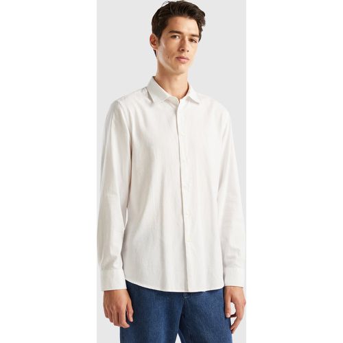 Benetton, Chemise Ajustée En Flanelle, taille XXL, Blanc - United Colors of Benetton - Modalova