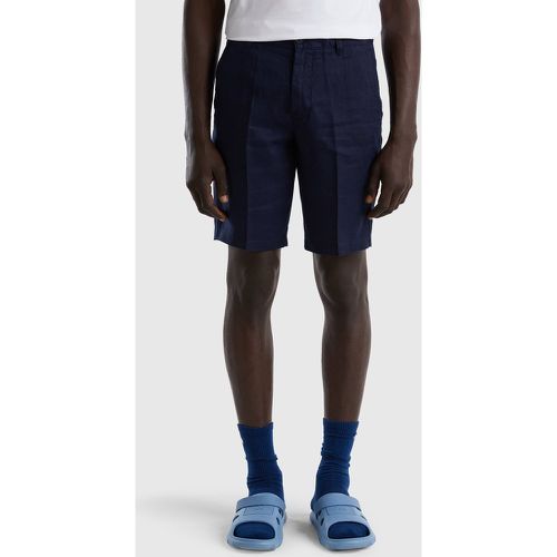 Benetton, Bermuda En Pur Lin, taille 44, Bleu Foncé - United Colors of Benetton - Modalova