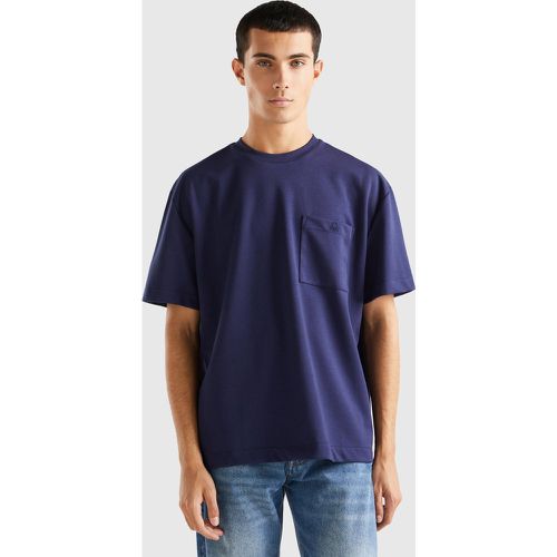 Benetton, T-shirt Oversize À Petite Poche, taille L, Bleu Foncé - United Colors of Benetton - Modalova