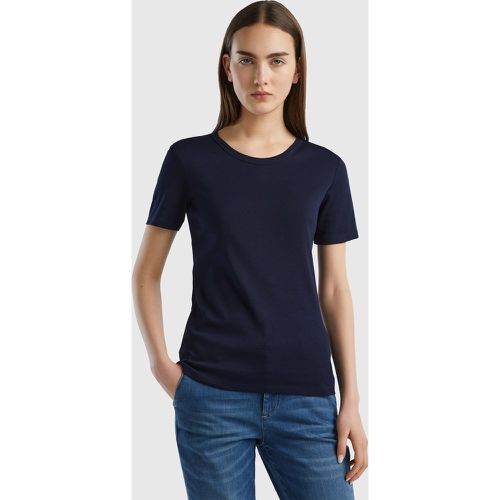 Benetton, T-shirt En Coton Longues Fibres, taille L, Bleu Foncé - United Colors of Benetton - Modalova