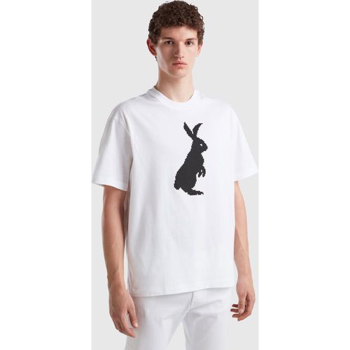 Benetton, T-shirt Blanc Avec Imprimé Lapin, taille S, Blanc - United Colors of Benetton - Modalova