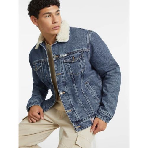 Veste Trucker Jean Col Sherpa - Guess - Modalova
