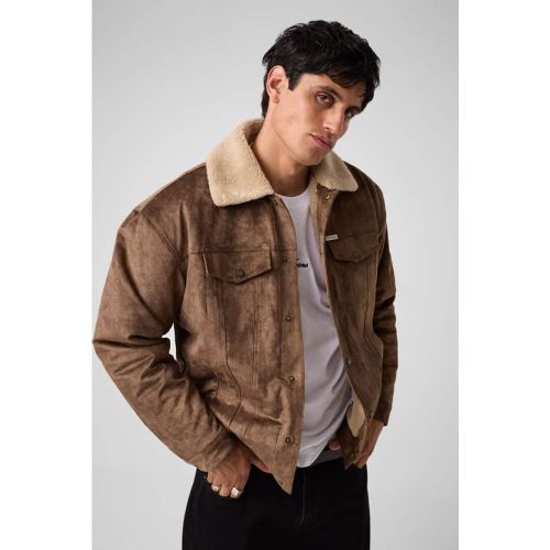 Veste De Camionneur En Fausse Fourrure De Mouton Retournée - Guess - Modalova
