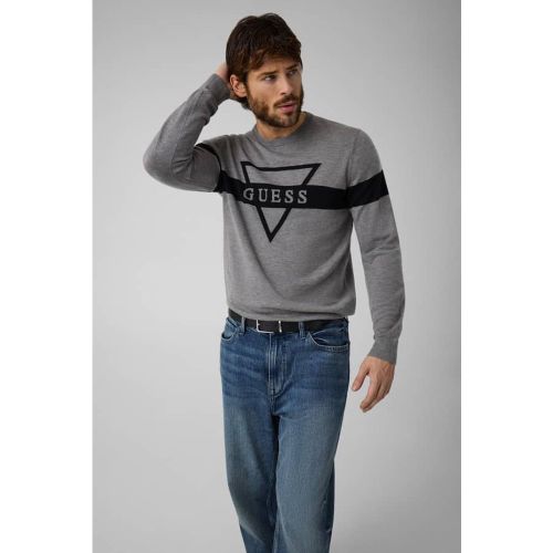 Pull En Jacquard Avec Logo Triangulaire - Guess - Modalova