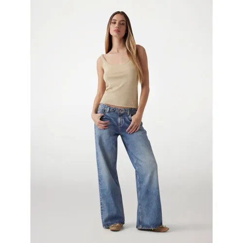 Jean Baggy Taille Basse Imprimé - Guess - Modalova