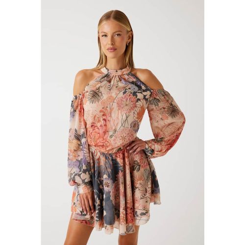 Robe Mini Florale Décolletée - Guess - Modalova
