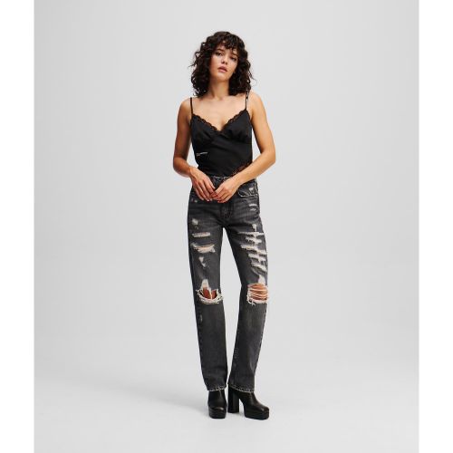 Jean Droit Taille Haute Déchiré, , , Taille: W24 L30 - Karl Lagerfeld - Modalova