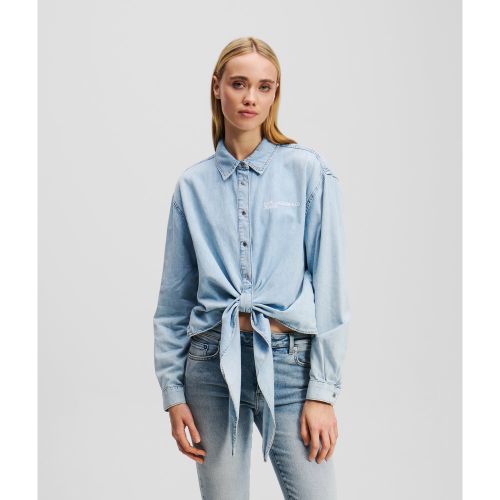 Chemise En Denim À Cravate, , , Taille: XL - Karl Lagerfeld - Modalova