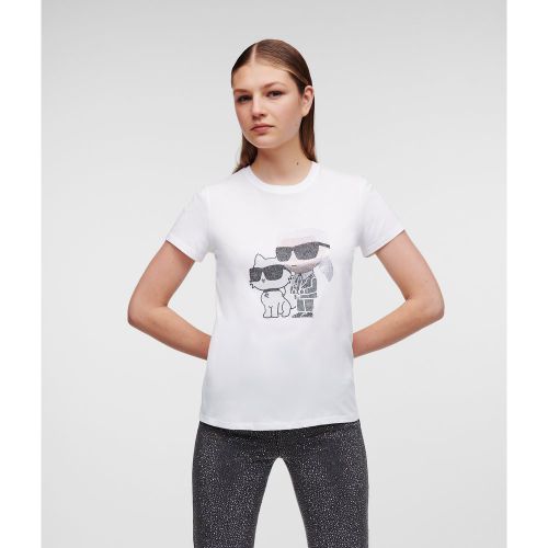 T-shirt Ikon Karl Et Choupette À Strass, , , Taille: XL - Karl Lagerfeld - Modalova