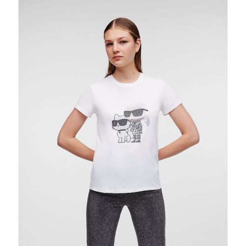 T-shirt Karl Ikonik Karl Et Choupette À Strass, , , Taille: XM - Karl Lagerfeld - Modalova