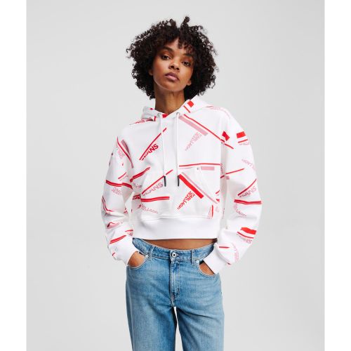 Sweat À Capuche Cropped Détendu Avec Imprimé Intégral, , , Taille: L - Karl Lagerfeld - Modalova