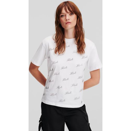 T-shirt Signature Karl À Strass, , , Taille: XXS - Karl Lagerfeld - Modalova