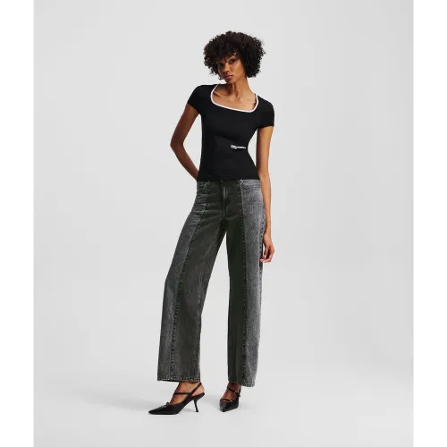 Jean Décontracté Bicolore À Taille Haute, , , Taille: L2430 - Karl Lagerfeld - Modalova